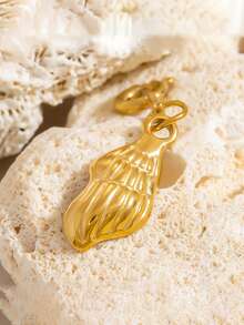 1 pieza Clip de bikini de acero inoxidable, chapado en oro de 18K, joyería corporal de estilo océano de moda con estrella de mar y concha DIY - Dorado - Ver 4