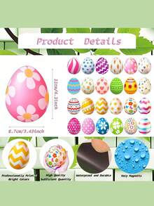 24 piezas Imanes decorativos magnéticos de Pascua con diseños de huevos de Pascua y zanahorias, perfectos para decorar el coche, el refrigerador, el lavavajillas, fiestas, festivales de Pascua y decoración del hogar - A - Ver 2