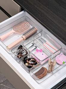 1 Stück Schubladentrenner Aufbewahrungsbox, Desktop Organizer Aufbewahrungsbox, Schmuck, Kosmetik, Haaraccessoires Aufbewahrungsbox, Kunststoffmaterial, multifunktionale Aufbewahrungsbox, Haaraccessoires und Bürobedarf Aufbewahrungsbox, verschiedene Größen, geeignet für Zuhause Schubladen, Schlafzimmer, Studentenwohnheime, Badezimmer, Desktop Organizer, Raumdekoration - Verschiedenfarbig - Übersicht 4