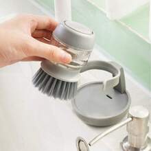 Pot Brush With Soap Dispenser, Multi-Functional Kitchen Cleaning Brush With Stand, Dish Brush, Kitchen Scrub Brush For Pots And Pans, Sink And Countertop Cleaning Brush, Cleaning Supplies, Cleaning Tools - Multicolor - View 5