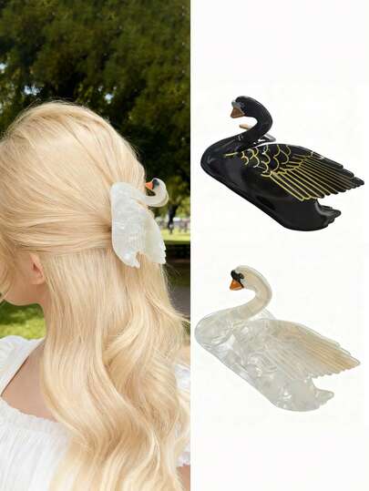 1pc Cute Swan Claw Hair Clip, Versatile Acrylic Design Suitable For Daily Wear And Party Occasions