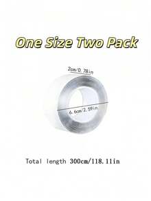 1pc/2pcs Random 2cm X 300cm/2cm X 500cm/3cm X 300cm Double-Sided Nano Thick Washable Reusable High Viscosity Transparent Double-Sided Tape - Multicolor - View 8