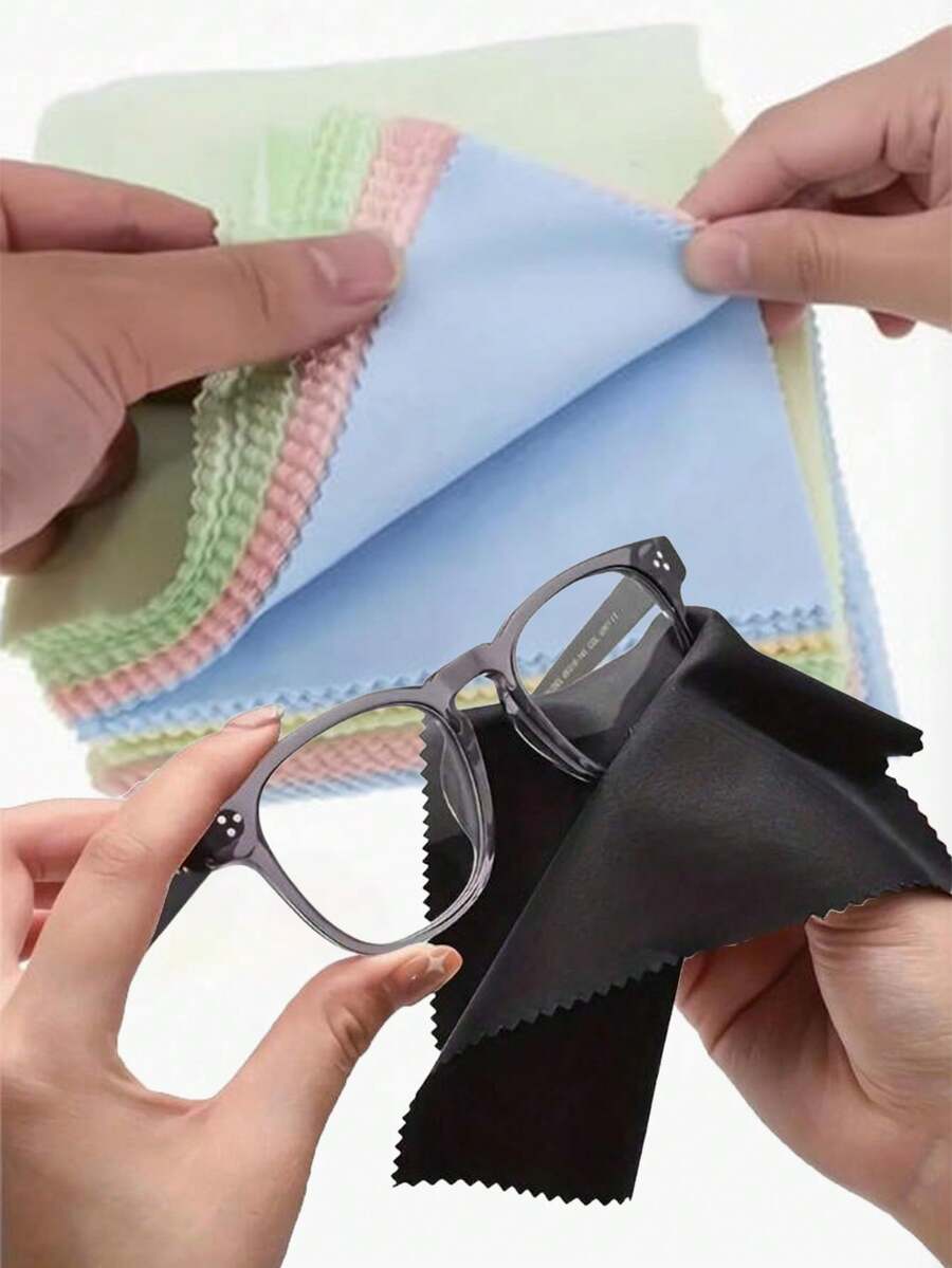 Ultra-Soft Microfiber Glasses, Camera, Screen Cleaning Cloth - Thick & Plush, Fragrance-Free, Scratch-Resistant, Suitable For Screens | Round Edge Design, Reusable, Multi-Purpose Cleaning Tool For Glasses, Jewelry, Electronics & More. Also An Ideal Gift For Tech Enthusiasts, Random Color, Suitable For Daily Cleaning. - Multicolor - View 1