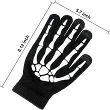 A Pair Of Glow In The Dark Skeleton Design Gloves, Fashionable Couple Gloves, Suitable For Halloween Costume, Party And Special Activities.(Needs UV Light Exposure)Fluorescent Party, Novelty Toys, Holiday Party - 黑色 - 查看 4