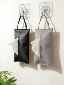 Caja de pañuelos de cuero PU suave, caja de pañuelos rectangular colgante/montada en el automóvil antiarañazos para el asiento trasero, organizador de almacenamiento para automóvil, regalo para fiestas - Múltiples estilos - Ver 2