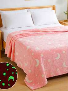 1 chiếc chăn phát sáng trong bóng tối dễ thương, chăn ném bằng vải flannel mềm mại với họa tiết sao và trăng, ấm áp và dễ chịu cho giường, ghế sofa, ghế tựa, thích hợp làm quà tặng du lịch, ngoài trời, sinh nhật hoặc kỷ niệm. - Nhiều màu - Xem 4