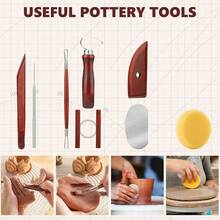 8PCS Stained Wooden Pottery Sculpting Tools, Wood Clay Cleaning Tool Set, Ceramic Modeling Tool For Carving, Molding, Cutting, Trimming, Pottery Wheel, Crafting, Beginners, Adults, Students - Multicolor - View 3