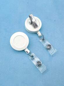 20/10/12pcs Extendable Badge Scroll Clip, Vertical ID Card Clip Extendable Badge Clip, With Clip ID Card Clip, With Business Card Clip - Easy-pull Buckle + Card Sleeve - View 2