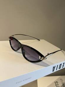 1pc Retro Oval Cat Eye Fashion Glasses- 90s Designer Y2K Small Narrow Frame Shades, Suitable For Street Style, Parties, Vacation And Daily Wear - Multicolor - View 11