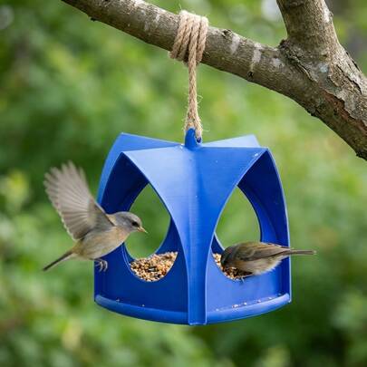 Windproof Bird Feeder Small Hanging With Shelter | Modern Minimalist Design, Easy Clean Seed Tray Feeder, Plastic, No Electricity Needed For Outdoor Wild Bird Feeding Station, Garden Decor
