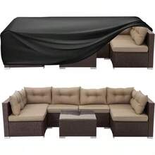Funda impermeable para muebles de exterior, hecha de tela Oxford, resistente a la lluvia, la nieve, el polvo y los rayos UV, adecuada para muebles de jardín y patio, disponible en negro y plateado, múltiples tamaños para almacenamiento interior y exterior (hogar, oficina, viaje), Día de la Mujer, artículos de viaje, recuerdos de boda, Y2k, dormitorio, accesorios de coche para mujeres, decoración de cocina - Negro - Ver 6
