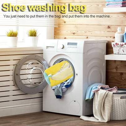 1pc Washing Machine Shoe Washing Bag, Suitable For Washing Machines And Dryers, Reusable Shoe Washing Bag And Drying Bag, Suitable For All Types And Sizes Of Shoes, Washing Machine Accessories, Washing Tools, Is A Good Choice For Valentine's Day And Mother's Day Gifts, With Random Colors