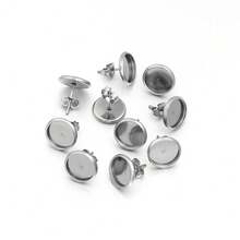 10pcs/Pack Stainless Steel Gem Stud Earrings, Flat Head Earring Studs, Butterfly Earring Backs, Fashion Minimalist Earring Findings, DIY Jewelry Making Bases - Earrings and Earplugs - View 10