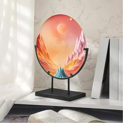 1个金属展示画架，黑色桌面画架，现代抽象桌面展示架，适用于书籍、盘子、照片框、艺术品、唱片专辑