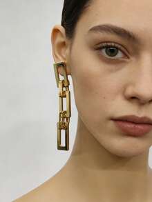 1 Pair Of Women's Geometric Fashion Personalized Splicing Earrings (No Gift Box) Suitable For Daily Commuting Wear - Yellow Gold - View 2