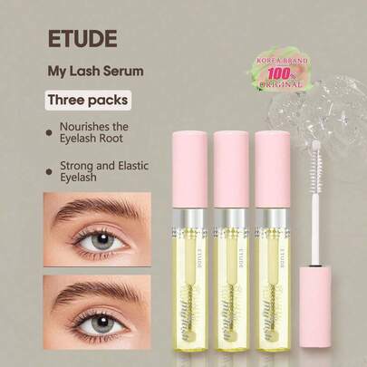 Bộ 3 sản phẩm dưỡng mi ETUDE HOUSE My Lash Serum 9g, công thức nhẹ nhàng, dưỡng ẩm lâu dài, làm dày và dài mi tự nhiên, đầu cọ mảnh, khô nhanh, phù hợp cho người mới bắt đầu và phụ nữ sử dụng hàng ngày, mỹ phẩm Hàn Quốc, quà tặng, 9g/0.32oz*3