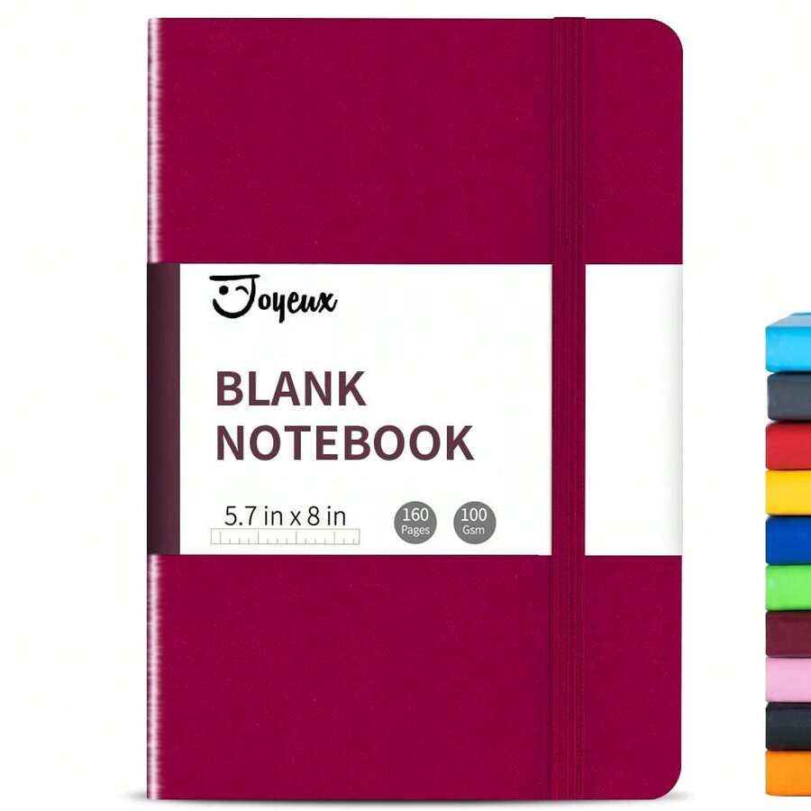 Blank Journal Notebook, A5, 160 Pages 100 Gsm Thick Sketch Books Hardcover Journal For Writing, 5.7 Inches X 8 Inches Notebooks For Work (Burgundy) - Burgundy - View 1