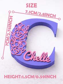 1件个性化花卉字母装饰品，浪漫礼物，送给女友/男友，粉色字母名字牌，桌面装饰，可爱心形家居装饰，周年纪念收藏品 - 粉色 - 查看 5