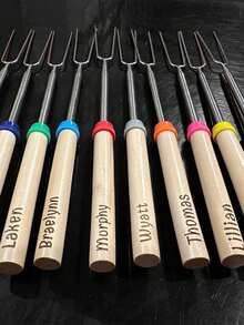 S'mores Sticks For Roasting Marshmallows And Hot Dogs Over The Campfire. BBQ. Cooking Utensil. Personalized Skewer Gift. Camping, Marshmallow Roasting Sticks, S'more Stick, Roasting Stick, Personalized Gift, Expanding Or Expandable Roasting Stick, Hot Dog Stick, Camping, Custom Engraved S'mores Roasting Stick Set - Multicolor - View 7