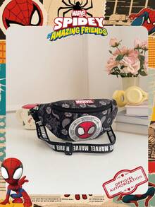 Marvel 1个漫威官方授权蜘蛛侠图案腰包，多功能斜挎包，男童休闲单肩包，轻便可调节肩带胸包，卡通零钱包，臀包，适合男孩、年轻粉丝、学生，完美适用于日常上学、户外玩耍、主题公园游玩、假期旅行、运动。 - 彩色 - 查看 11