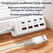WOWSSYO 黑白多功能延长线充电器 8 合 1 集线器 25W 黑/白适配器 4 个 USB 端口 + 4 个 Type-C PD 快充端口 电源集线器 快速充电 Type-C 多功能插头/多输出端口 USB 适配器 USB-C 集线器 USB 集线器/多端口集线器 兼容笔记本电脑、手机、平板电脑和其他设备 女士节礼物 - 彩色 - 查看 4