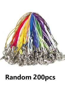 50/100/200 件黑色装饰挂绳套装，配有龙虾扣、钥匙扣和手机挂饰 - 彩色 - 查看 18