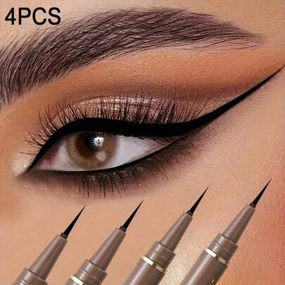 4 piezas Delineador líquido ultra fino, a prueba de arrugas, a prueba de manchas, resistente al agua, lápiz delineador súper delgado