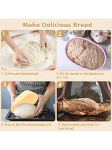 10-Inch Foldable Silicone Bread Proofing Basket, Oval Banneton Basket, Non-Stick Dough Fermentation Bowl Container For Bread Baking - Multicolor - View 4