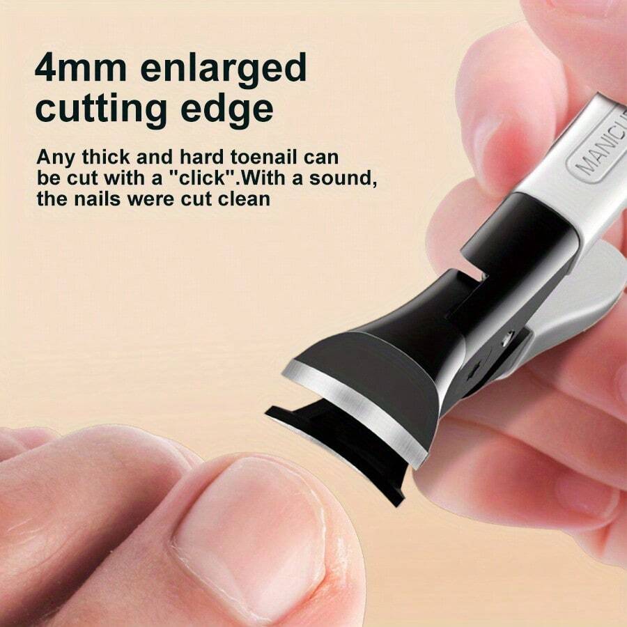 J·FOCUS 1pc Professional Nail Clipper, Suitable For Hand And Foot Care, Manicure Cuticle Trimmer, Ingrown Nail Nipper, Stainless Steel Nail Care Tool With Ergonomic Handle Design To Solve Hard Nail And Ingrown Nail Issues - White - View 1