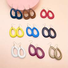 10 Pairs Colorful Wooden Oval Earrings | Bohemian Style Earrings Suitable For Women - Multicolor - 10 Pairs - View 5