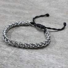 Adjustable Stainless Steel Byzantine Woven Chain Bracelet, & Versatile - Silver - View 5