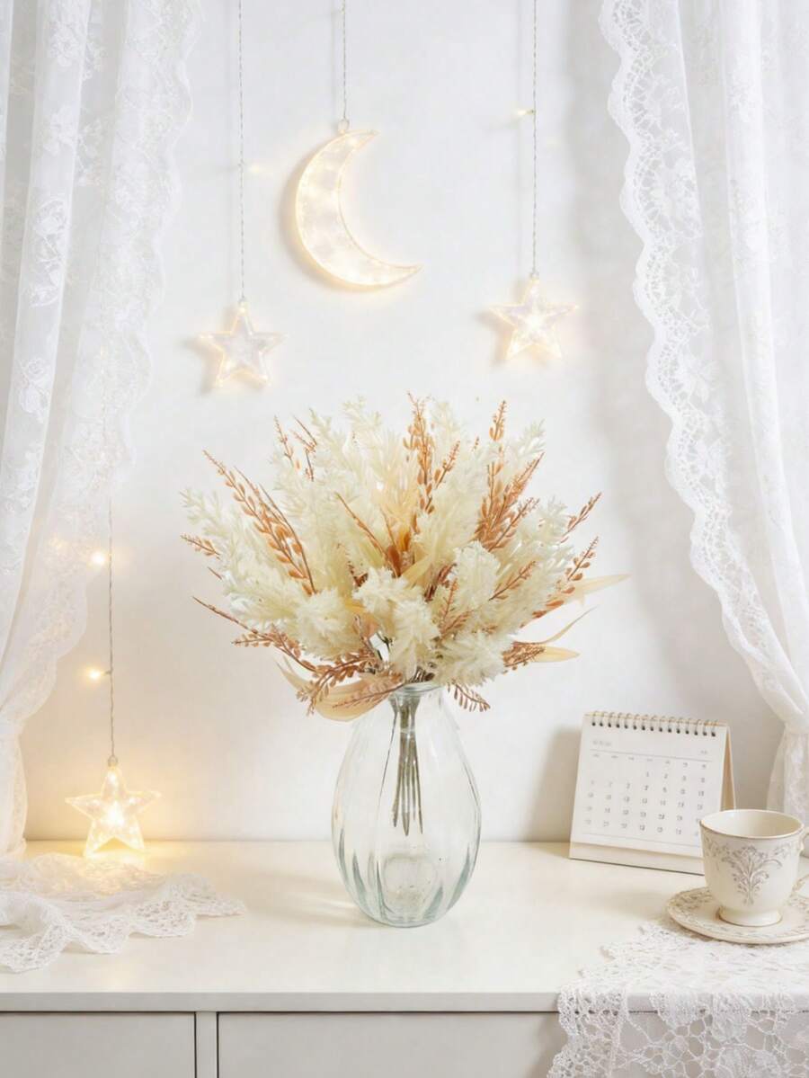 1/80 cành sậy nhân tạo, bó hoa sậy giả mềm mại, cỏ lau trang trí, thích hợp cho trang trí nhà theo phong cách Boho, đám cưới, ngày Valentine, sinh nhật, lễ tốt nghiệp, trang trí mùa xuân và mùa thu, cây nhân tạo. - trắng - Xem 1