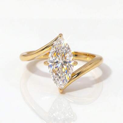 1 Carat Elegant Unique Free Arc Moissanite Eye-Shaped 925 Sterling Silver Luxury Engagement Ring, Wedding Ring, Anniversary Ring, Women's Jewelry Gift, Christmas Gift