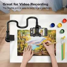 1 件全新加厚碳钢休闲手机支架，360° 可旋转手机支架，带灵活螺旋底座 - 智能手机的完美床边伴侣 - 黑色 - 查看 4