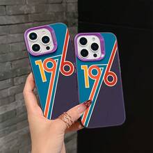 1976 Funda de Teléfono Diseño de Línea para iPhone 16 15 14 13 12 11 Pro Max X XR XS Max 8 7 Plus Cubierta Trasera Mate Antigolpes - Colores mixtos - Ver 1
