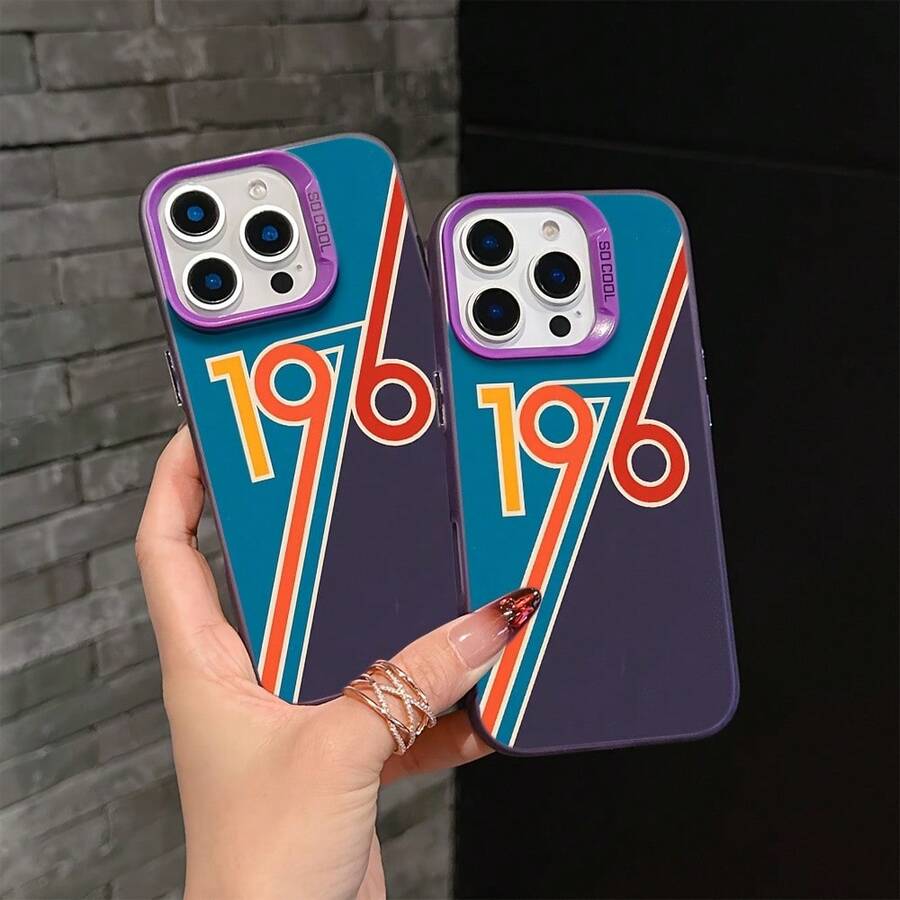 1976 Funda de Teléfono Diseño de Línea para iPhone 16 15 14 13 12 11 Pro Max X XR XS Max 8 7 Plus Cubierta Trasera Mate Antigolpes - Colores mixtos - Ver 1