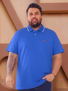 High-Quality 100% Cotton Polo Shirt, Basic Men's T-Shirt, Plus Size Model, All Year Round, Polo Shirt, Plus Size. - Blue Pen - View 3