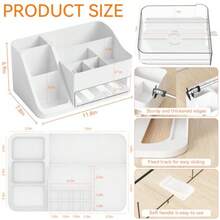 Organizador de  blanco para cambiador organizador grande de plástico con soporte para cambiador recámara recámara y baño con cajones para loción productos de belleza para-0002 - Blanco - Ver 2