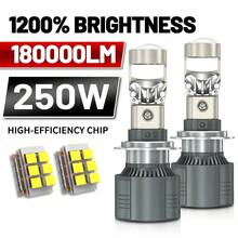HYNBYZJ 2pcs H7 H4 H11 LED Projector Lens Headlight 9005 9006 HB3 HB4 Car Bulb 6000K Canbus Turbo High Power Mini Auto/Moto Lamp Fog Light - A - View 2