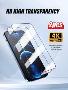 2pcs Compatible With IPhone Models, High-Definition Black Edge Anti-Scratch Tempered Glass Screen Protector, Anti-Scratch, Anti-Collision, Anti-Fingerprint, Compatible With IPhone11/12/13/14/15 Pro Max/16 Pro Max/17 Pro Max - Clear - View 10