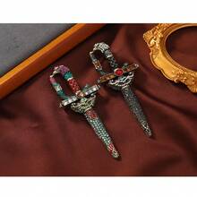 1 Baroque Rhinestone Medieval Knight Sword Design Brooch Suit Coat Clothing Accessories Holiday Party Couple Gifts Classy - Style1 - 查看 6