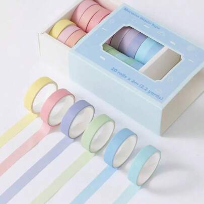 40 Rollen Macaron Washi Tape Set Regenbogen Masking Tape Set 10mm (0,4 Zoll) breit, bunte dekorative Klebebänder, Schulmaterial für DIY Kunst, Basteln, Scrapbooking, Journaling, Notizbücher, Planer, Büromaterial