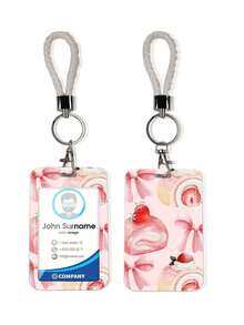 1pc ABS Dessert Series Donut & Cake Roll Pattern Fashion Personalized Cartoon Pull-Push Card Clip Keychain Bag Pendant, Student Wristband Card Clip, Women Student Card Clip, ID Bus Protection Cover, Student Campus Card Protection Cover - Rectangle - View 8