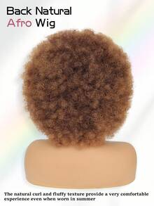 Afro Wig 14Inch Afro Wigs For Women 70s Mixed Brown Afro Kinky Curly Wig Bouncy Huge Fluffy Puff Wigs Synthetic Hair For Cosplay Daily And Party - 混合棕色 - 查看 5