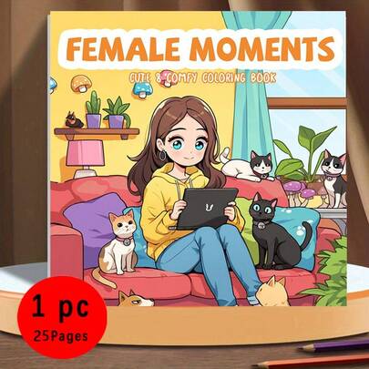 The New Product Is Selling Very Well!! (Upgraded Deluxe Edition, Thicker Paper, 20.5*20.5cm) "Women's Moments Coloring Book," Suitable For Couples And Families, Perfect For Parties, Valentine's Day, Birthdays, And Other Holidays. Drawing And School Supplies, 22 Pages, Book, Coloring Book, School Supplies, School, Christmas, Halloween, Birthday, Back-To-School Gift, Coloring Book.