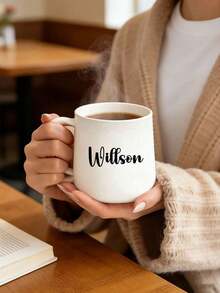 1个个性化咖啡杯，可定制姓名陶瓷杯，380毫升/12盎司塑料杯，个性化周年纪念礼物，送给家人、女性、男性的独特礼物，节日、情人节、斋月礼物，防霉，可重复使用，现代可爱设计 - 多色 - 查看 3