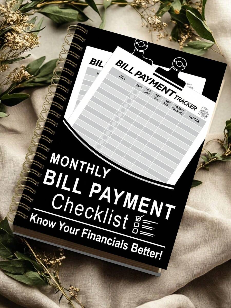 Trees 1PC 4-Year Money Saving Book, 112 Pages Of Monthly Bill Payment Checklist Tracker With Yearly Financial Goals, Bill Tracker & Monthly Overviews, 5.3" * 8.6", Work Home School Office Supplies - Monthly Bill Savings Book - View 1