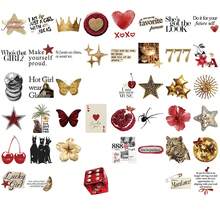 50pcs Red, Gold & Silver Lucky Stickers, Aesthetic Stickers, Y2K Stickers, Y2K Core Stickers, Y2K Gifts, Retro Stickers, 90s Stickers, Valentine's Stickers, Waterproof Vinyl Stickers For Envelopes, Water Bottles, Computers, Laptops, Phones, Luggage, Notebooks, Fridges, Etc. - G - View 4