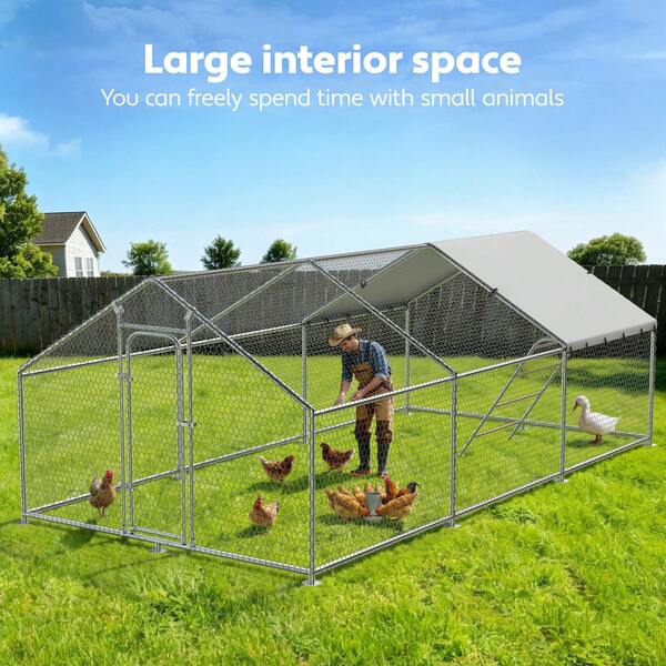 Extra-Large Predator-Proof Walk-In Poultry House With Five-Tier Perches, Outdoor Backyard Poultry Run, Waterproof And UV-Resistant Cover, Suitable For Chickens, Ducks, And Small Livestock