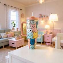 One 40-Ounce Stainless Steel Insulated Water Bottle - Durable, With A Cute Cat Design, Perfect As A Gift For Girls. Car, Home, Office, Travel, Party Supplies. - 彩色 - 查看 6